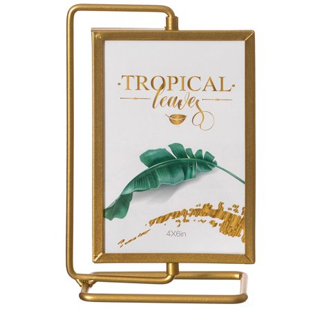 Fabulaxe Gold Metal Tabletop Photo Frame w/Glass Cover and Spinning Stand, 4 x 6 QI004497.GD.S